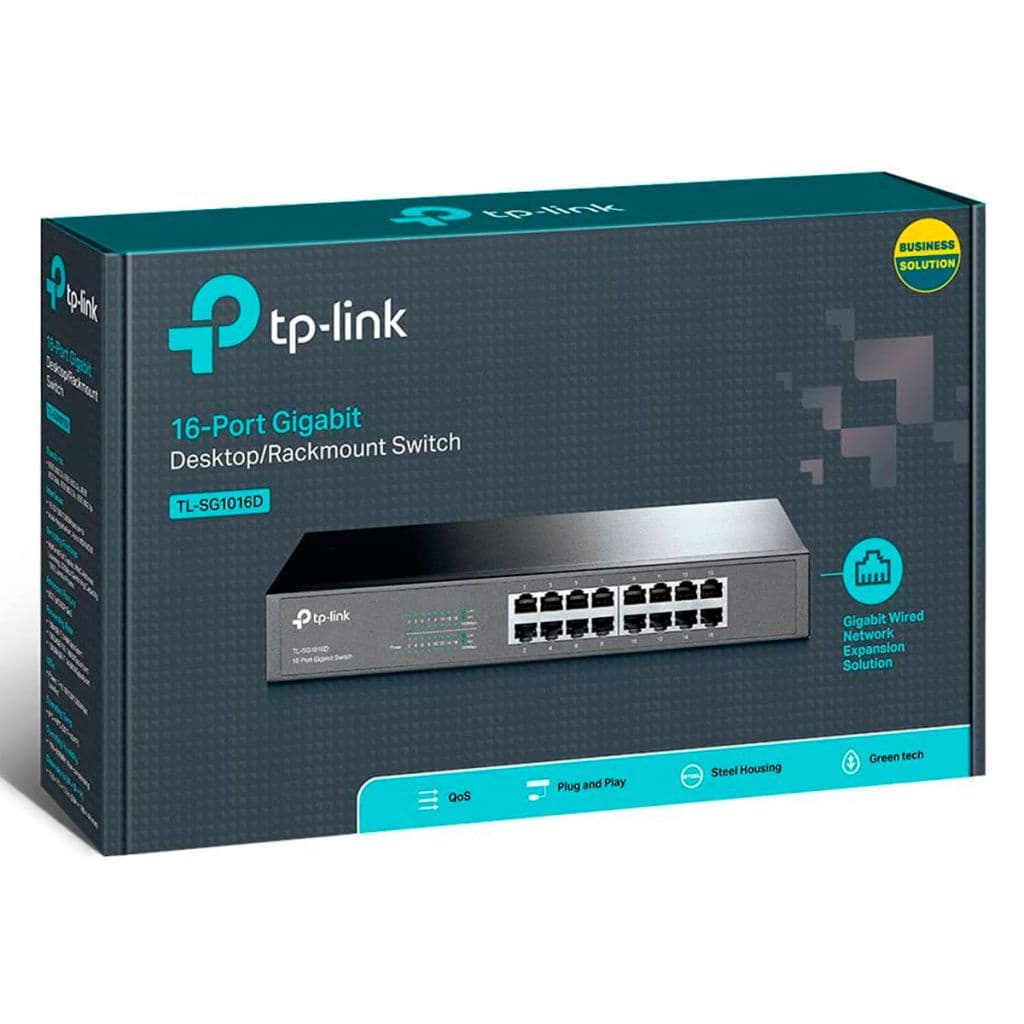 Switch 16 Portas TP-Link TL-SG1016D Gigabit 10/100/1000 Mbps Montagem em Rack/Desk