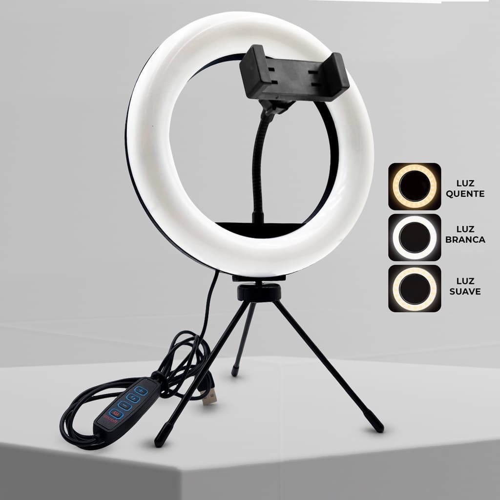 Ring Light LED Iluminador Portatil Com Tripé Suporte Para Celular 8 Polegadas （003）