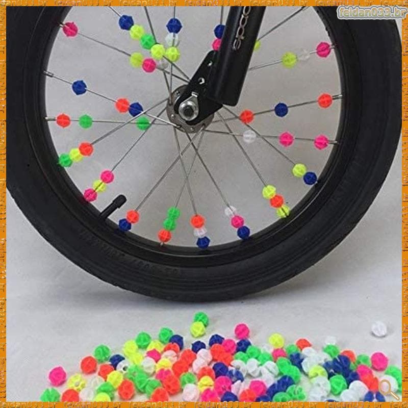 [T N Q R] 108Pcs Bicicleta Redonda Decorativa Contas Coloridas Decorativas Raios Decorativos Plásticas Cilp Spoke Beads