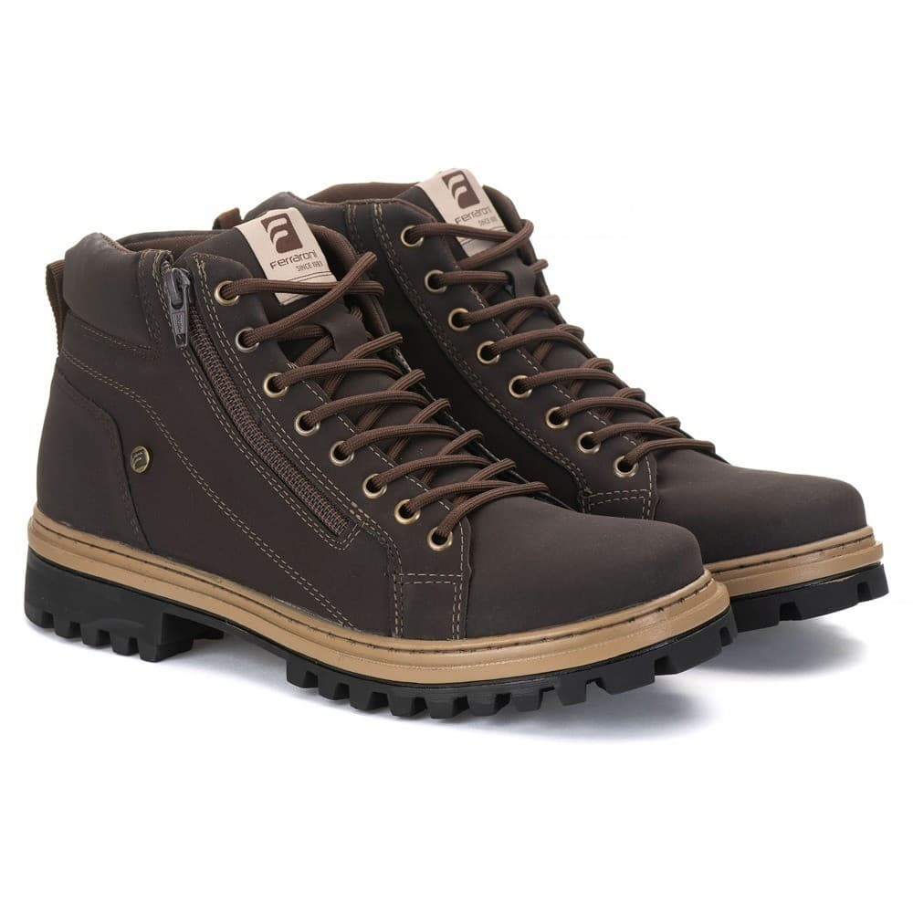 Bota Coturno Masculino Eco Solado Tratorado Costurado Com Zíper