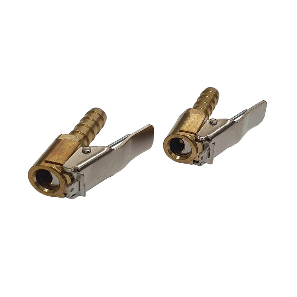 Kit 2 Bicos Inflador De Encher Pneus Com Presilha Trava 1/4"