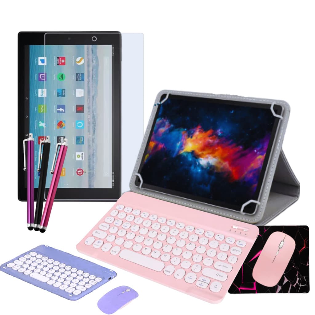 Kit Capa para Tablet Amazon Fire HD 10 + Teclado e Mouse + Película + Caneta