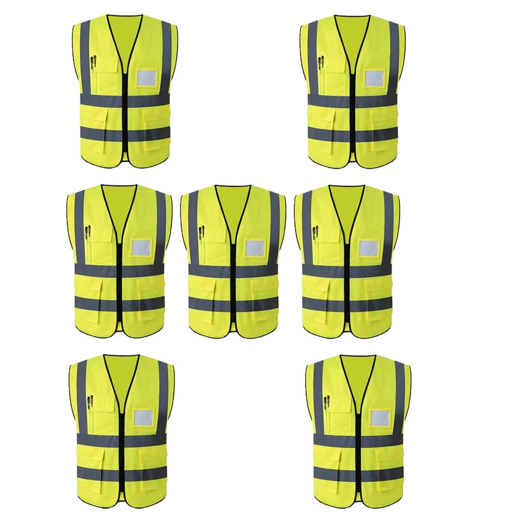 Colete  Refletivo Sinalizador EPI Kit 7 Unidades Segurança Trabalho Blusao Fluorescente Obra Sinalizaçao