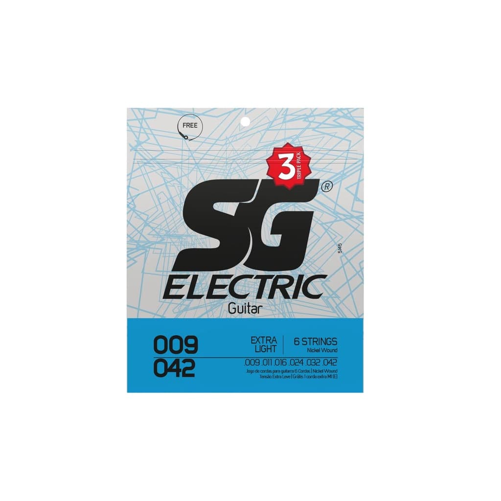 Pack 3 Encordoamentos SG p/ Guitarra 009 Níquel Extra Light