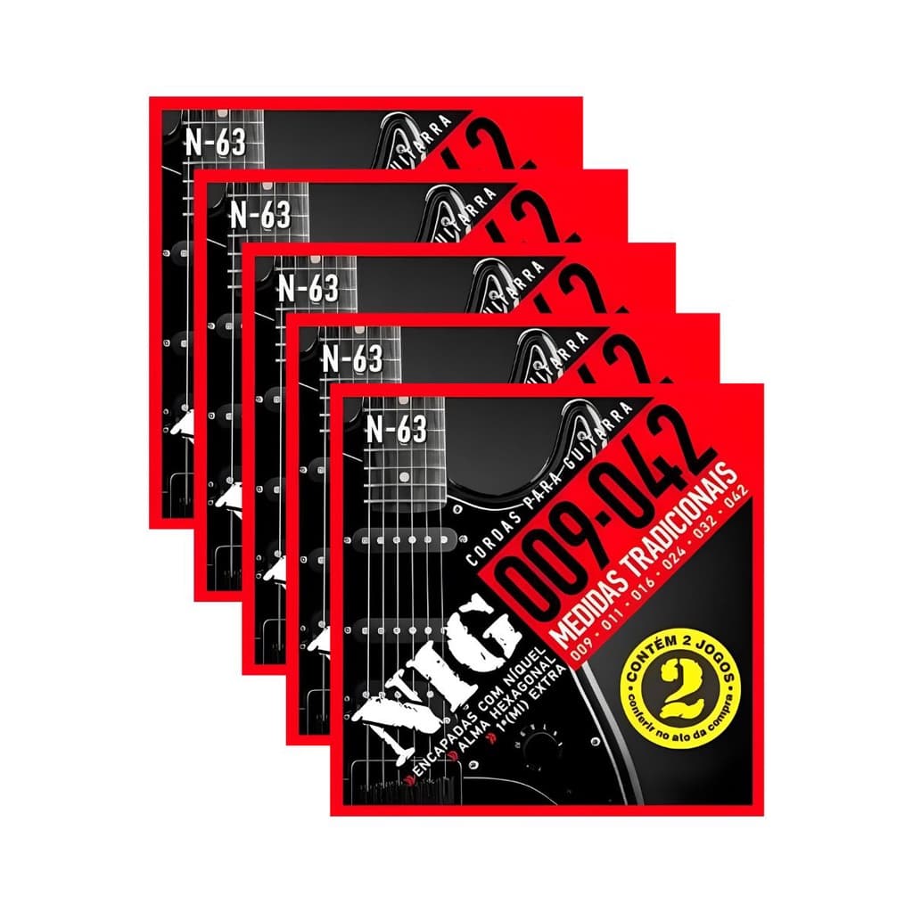 Encordoamento Guitarra Nig N-63 .009 - 042” Kit 10 jogos PR2N63L