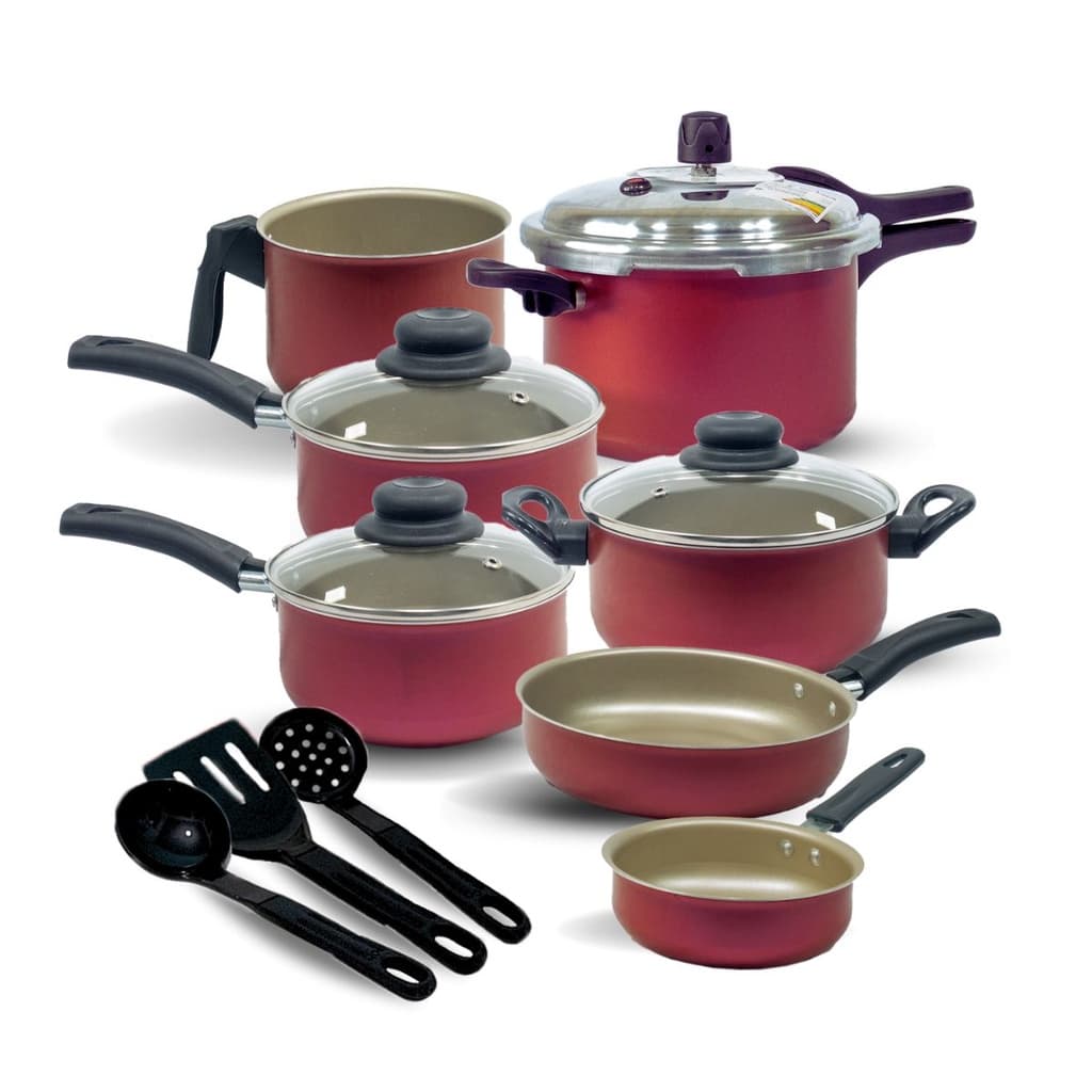 Jogo de Panela Antiaderente 10 Pçs Panela de Pressão 2,5L - Panela, frigideira, Caçarola, Caneco e Panela de Pressão.