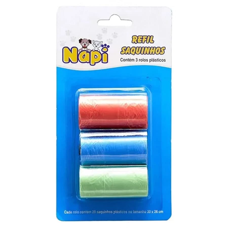 Saquinho Cães Higiênico Coletor Pets Gatos Napi 03 Rolos Envio Rápido