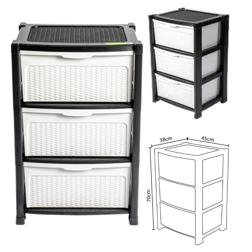 Gaveteiro Rattan 3 Gavetas G Organizador Multiuso 38x45x70cm Ratan Plástico