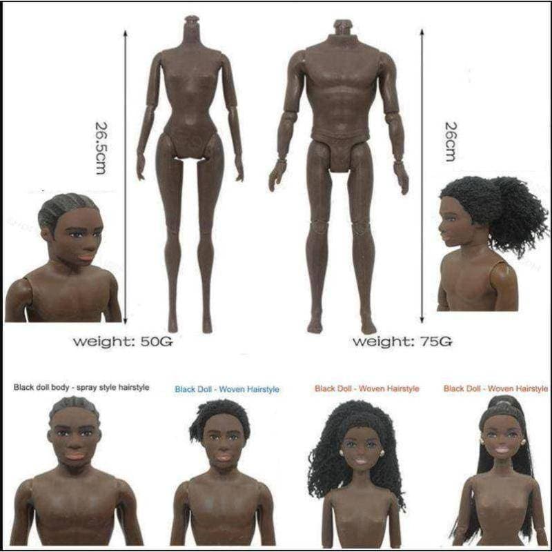 Boneca Preta de 30cm Pele Preta Homens Mulheres Casais de Bonecas