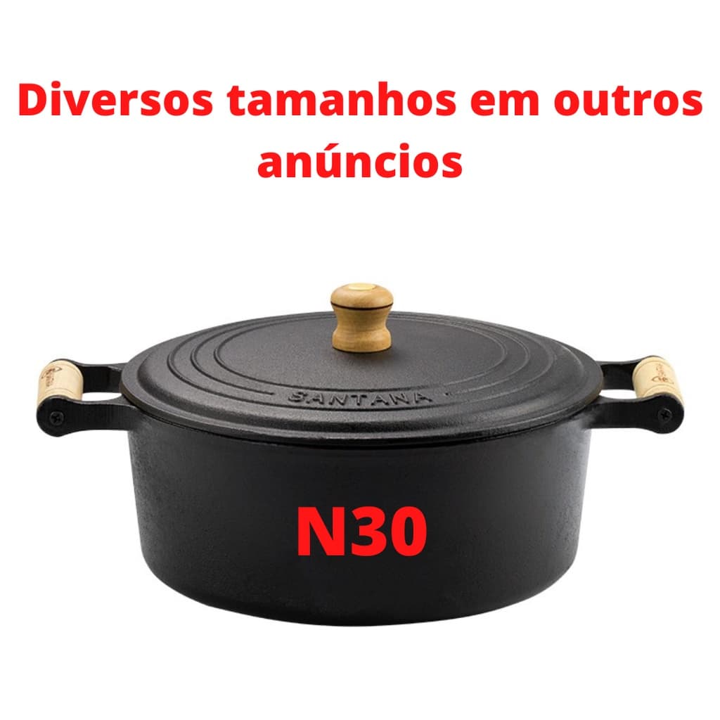 Panela De Ferro Caçarola de Ferro Fundido com Tampa de Ferro 7,5l n 30 Santana