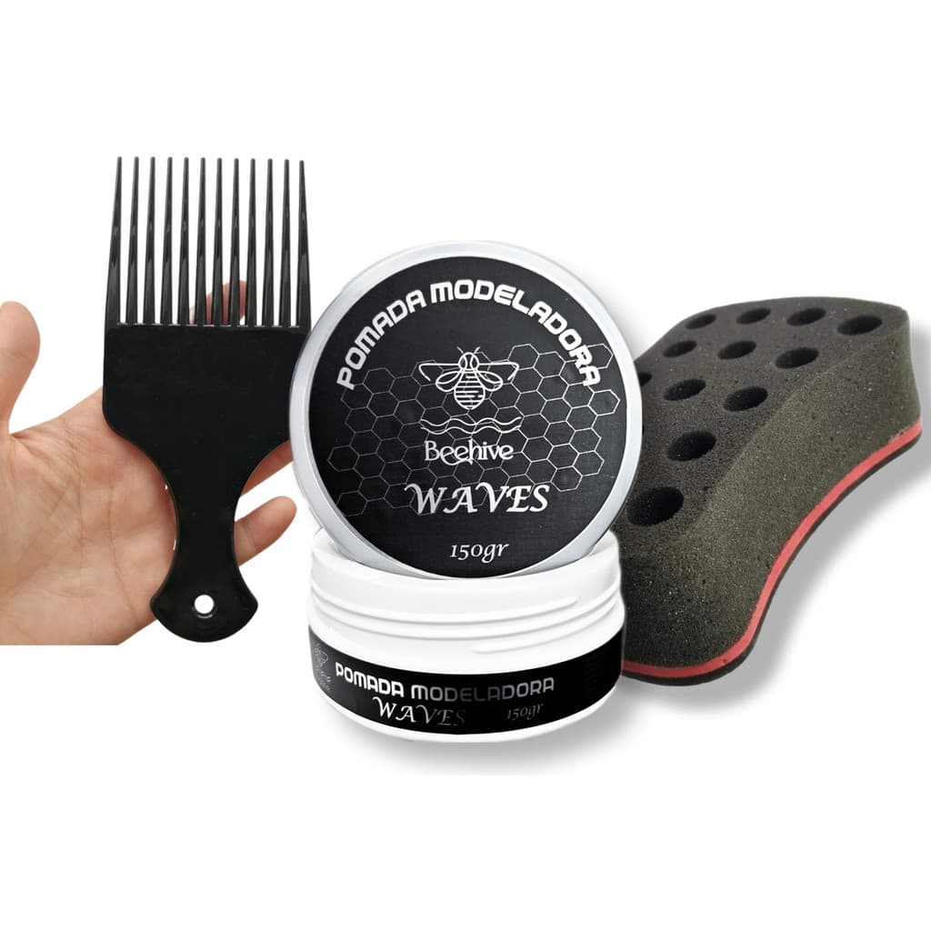 1 Esponja Nudred Barber + 01 Pomada Modeladora + 1 Pente Afro