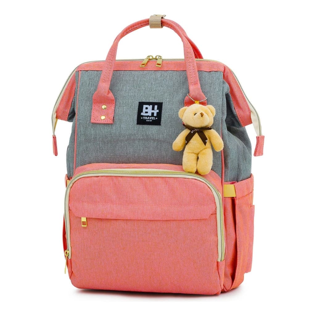 Mochila Maternidade BH Travel Impermeável Térmica Rosa e Cinza