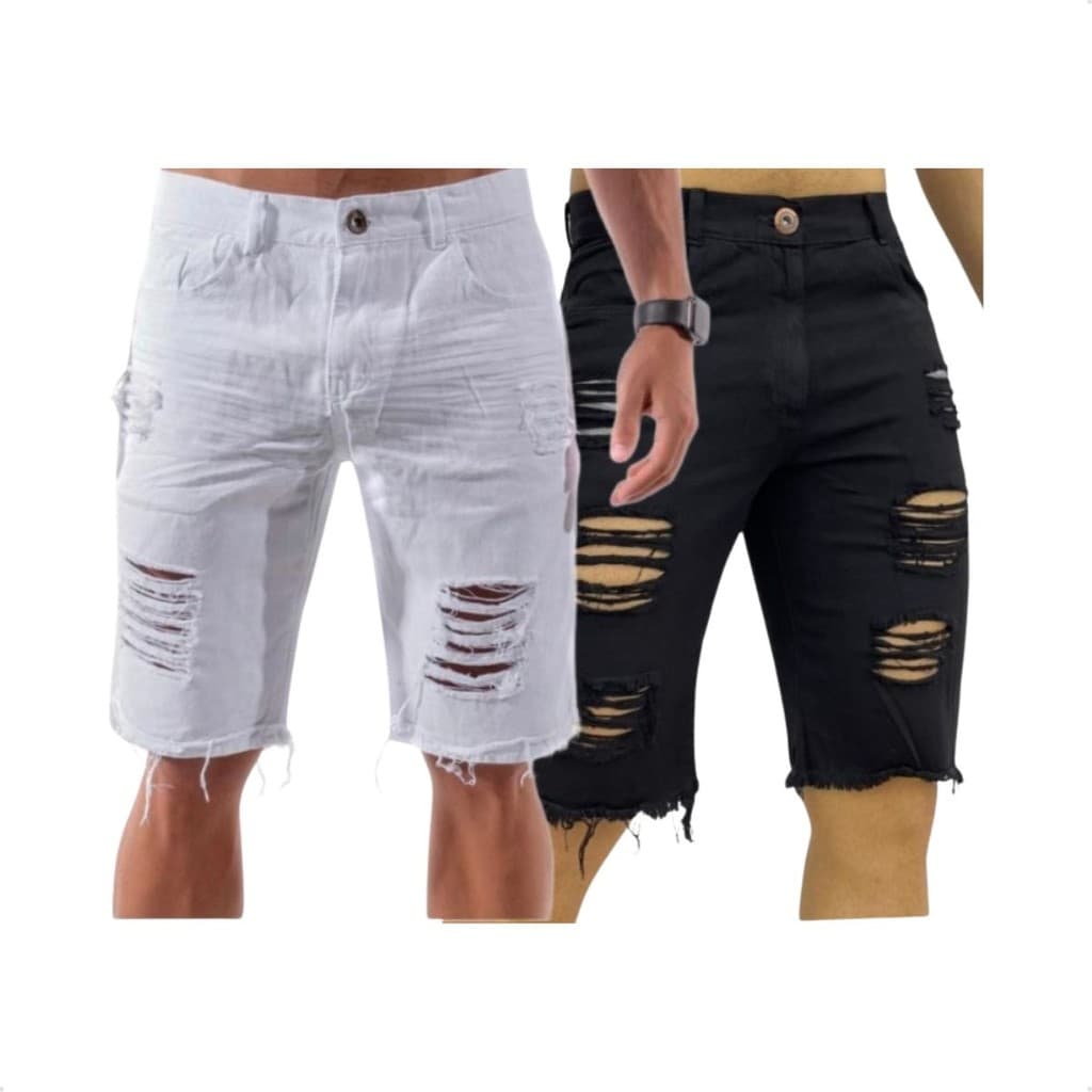 Kit 2 Bermudas Shorts Jeans Masculino Slim Premium Alta Qualidade Promoção