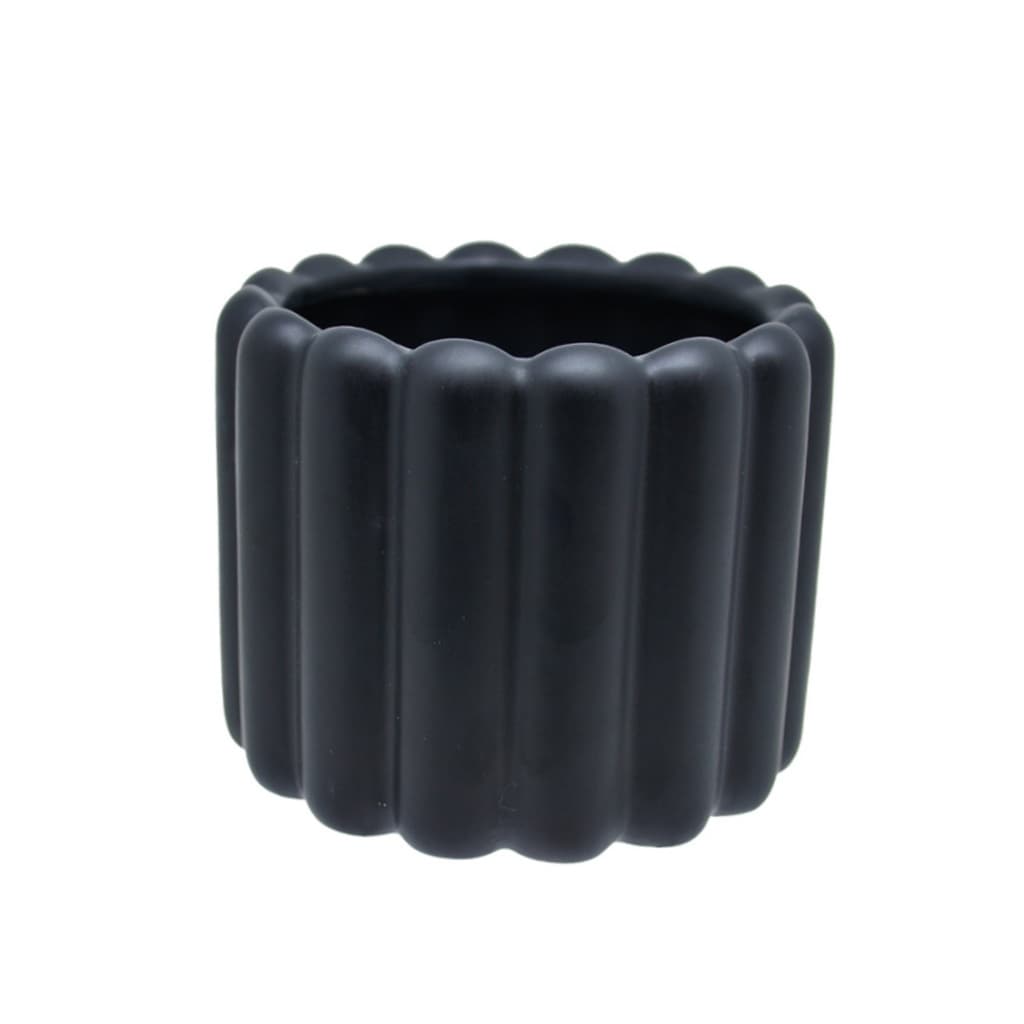 Cachepot Redondo Palito Preto Vaso Porcelana Plantas Flores Jardim Decoração