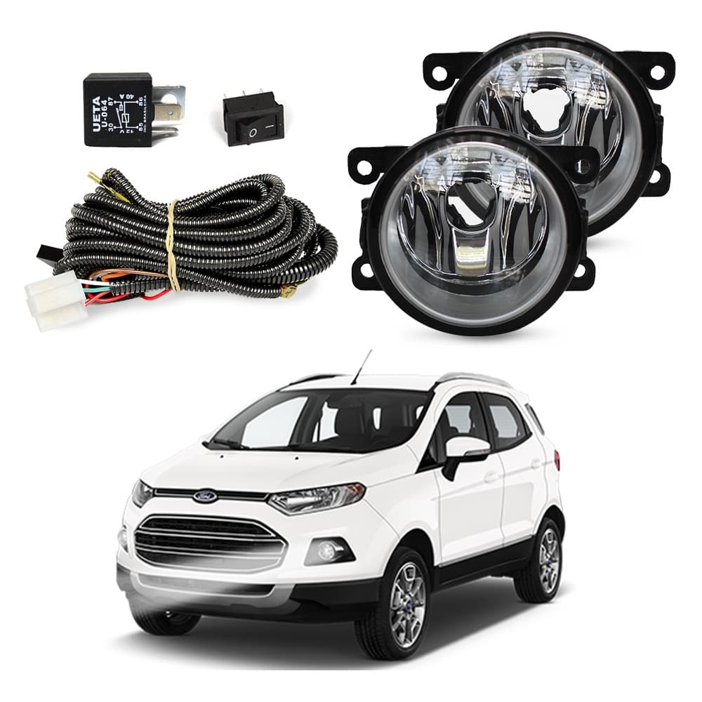 Kit Farol de Milha Ecosport 2013 a 2017 Farol Auxiliar de Carro Lente de Vidro Neblina Automotivo