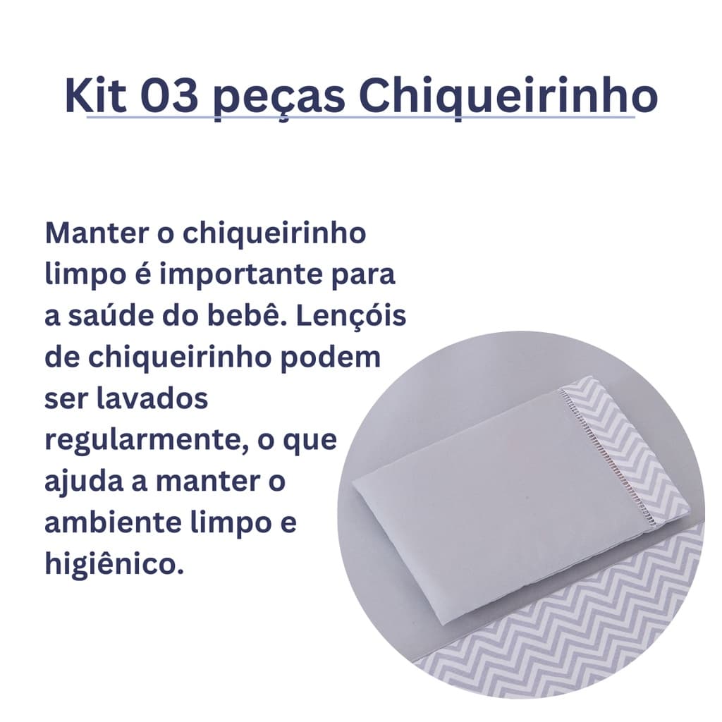 Jogo de Lençol Berço desmontável Chiqueirinho Cercado 03 Peças 100% Algodão Menino.1.00 x 0.70 x 0.10