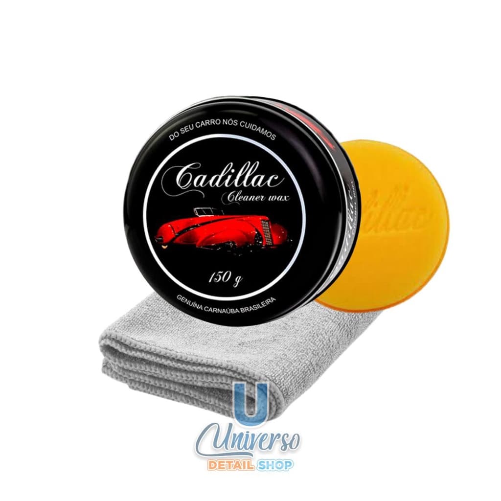Cera Limpadora Cadillac Cleaner Wax 150g + Pano de Microfibra + Aplicador de Espuma