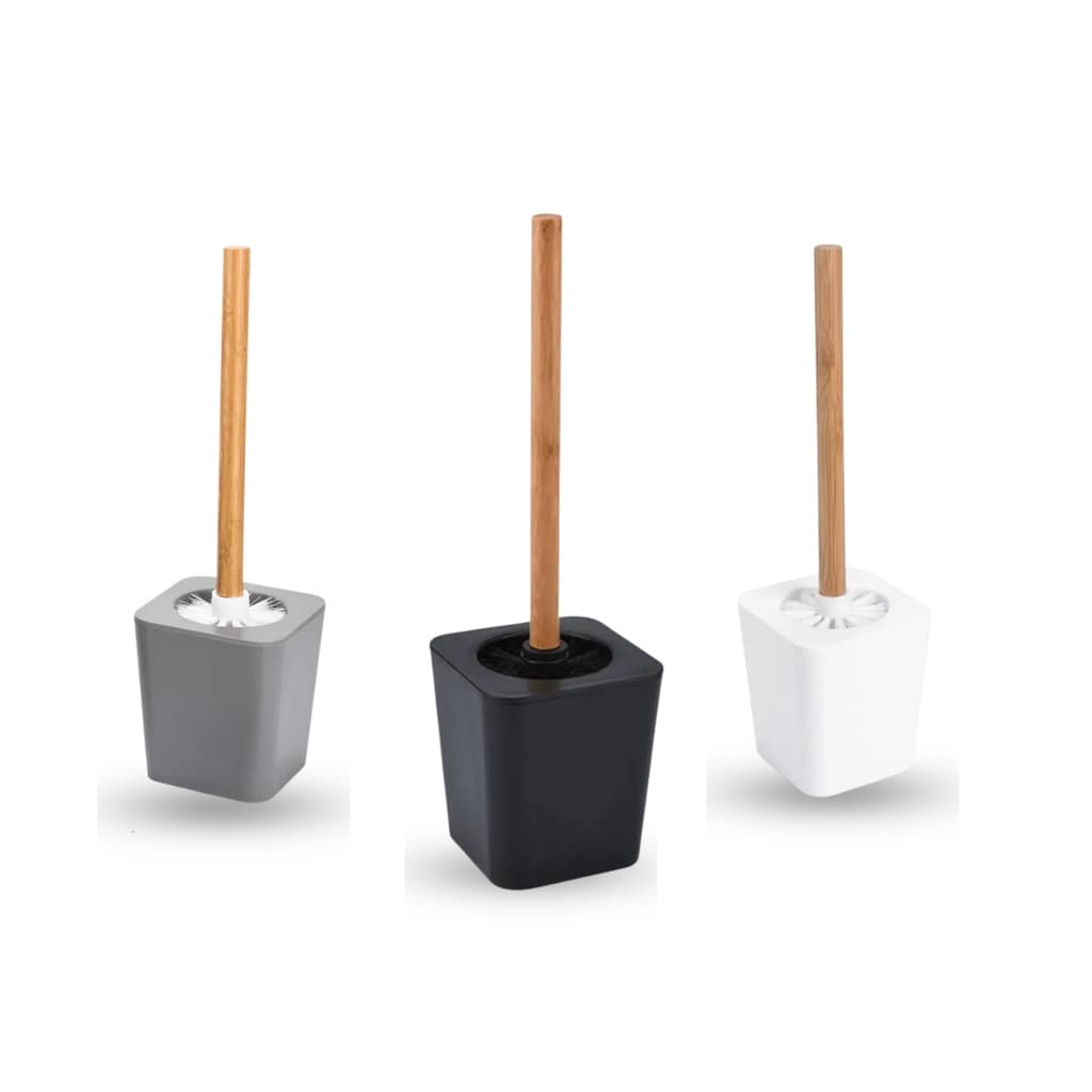 Escova de Vaso Sanitário com Cabo de Bambu e Plástico  Escova de Banheiro