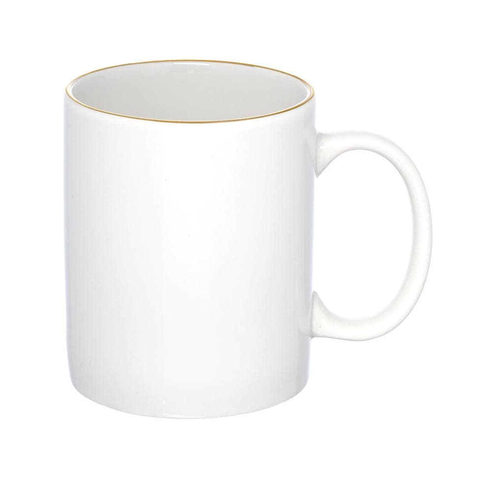 CANECA CERAMICA BRANCA BORDA DOURADA 300ML (9004165)