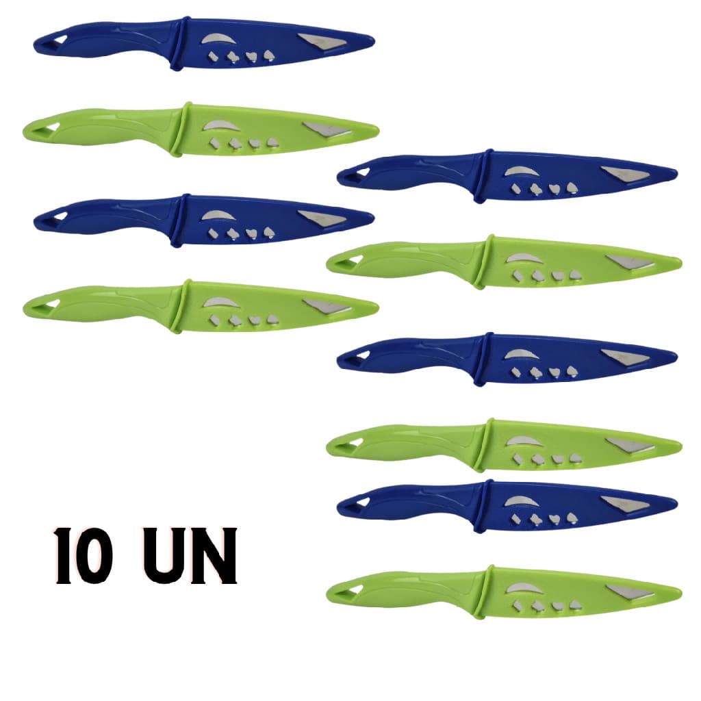 Kit 10 Facas Legumes Frutas Super Afiada Lâmina Inox 20cm