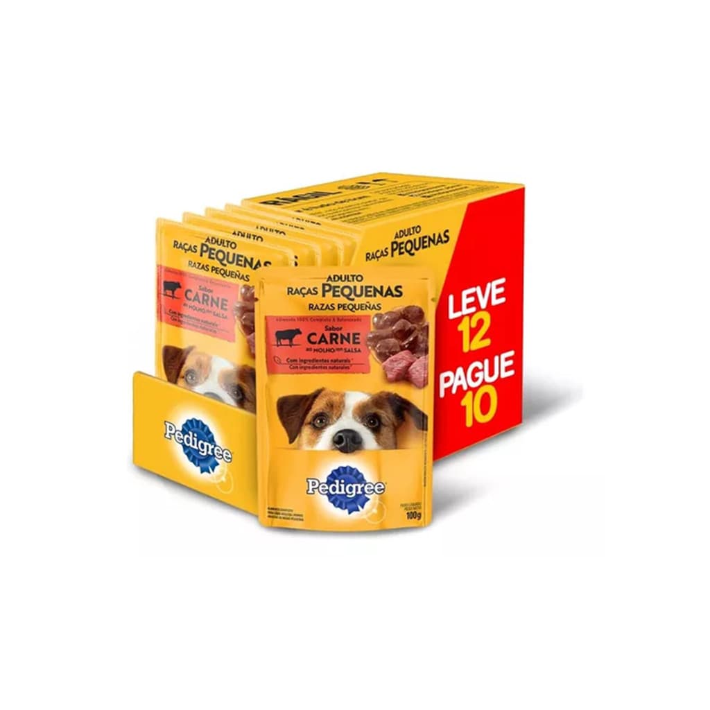 KIT 12 SACHES PEDIGREE CARNE 100 G RAÇAS PEQUENAS