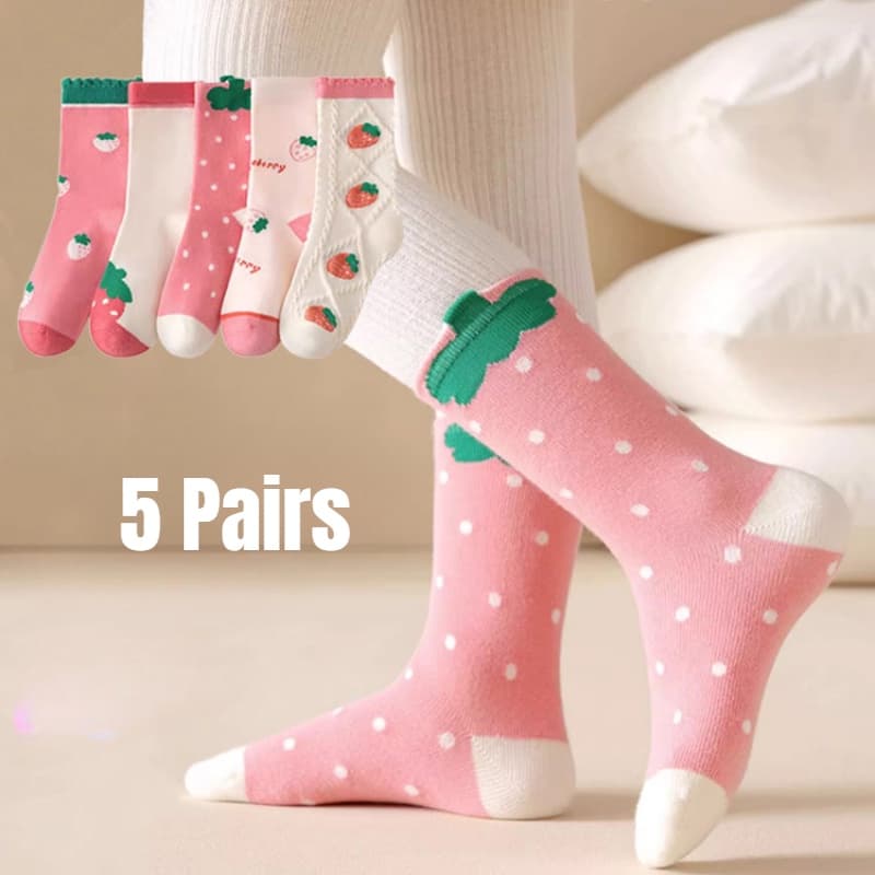 5 Pares Crianças Meias Bonito Dos Desenhos Animados Do Bebê Menino De Inverno Meninas Floral Algodão Meados De Comprimen