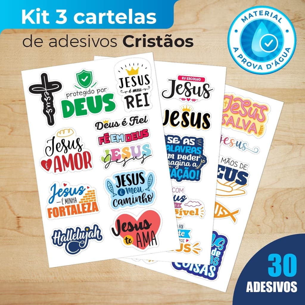 Adesivo Cristão - 30 un - Adesivo Vinil para Notebook Carro Moto Bike Biblia