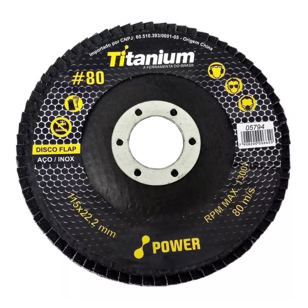 DISCO FLAP POWER CURVO ZIRCONIO 4.1/2" GR. 080 TITANIUM