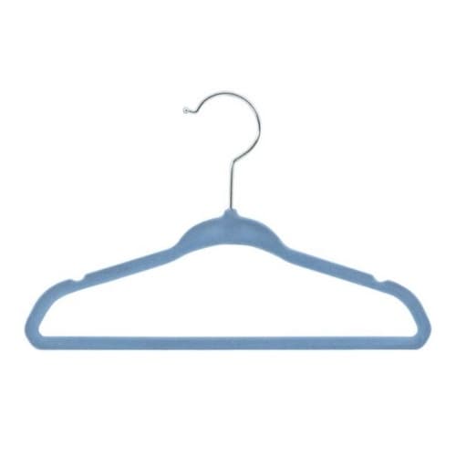 Cabide Veludo Infantil Slim Azul Kit 40