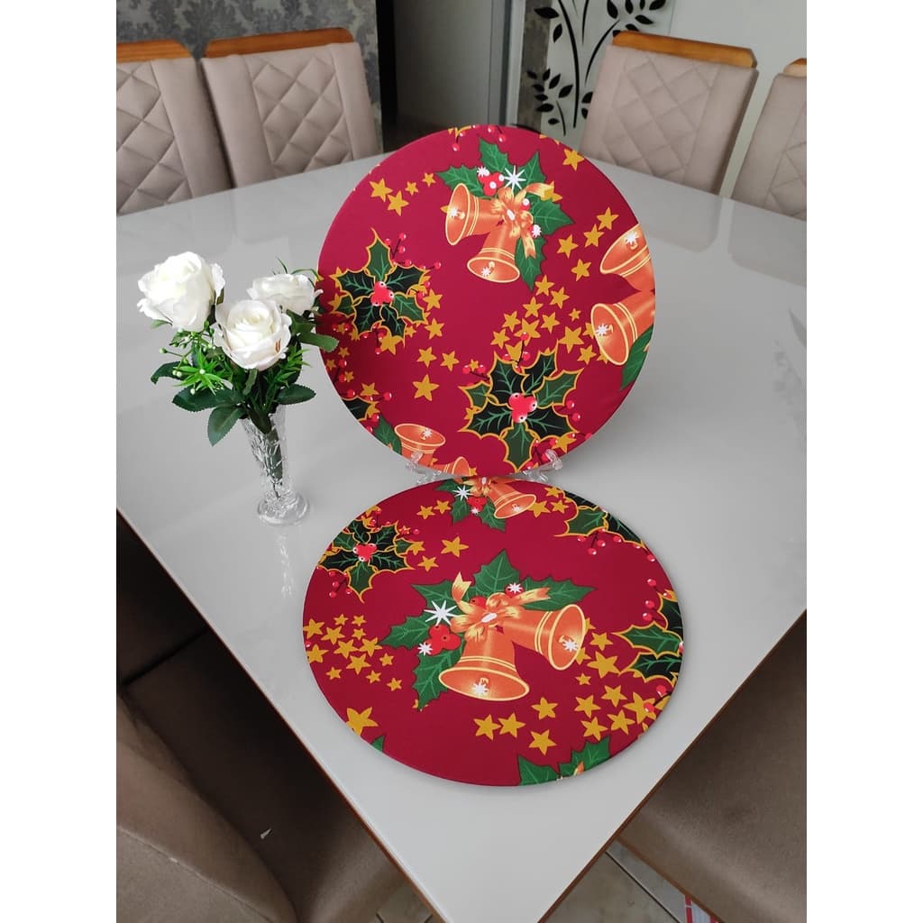 Sousplat Mesa Posta Natal 6 Lugares Capas Oxford Estampado para MDF de 35cm Diâmetro