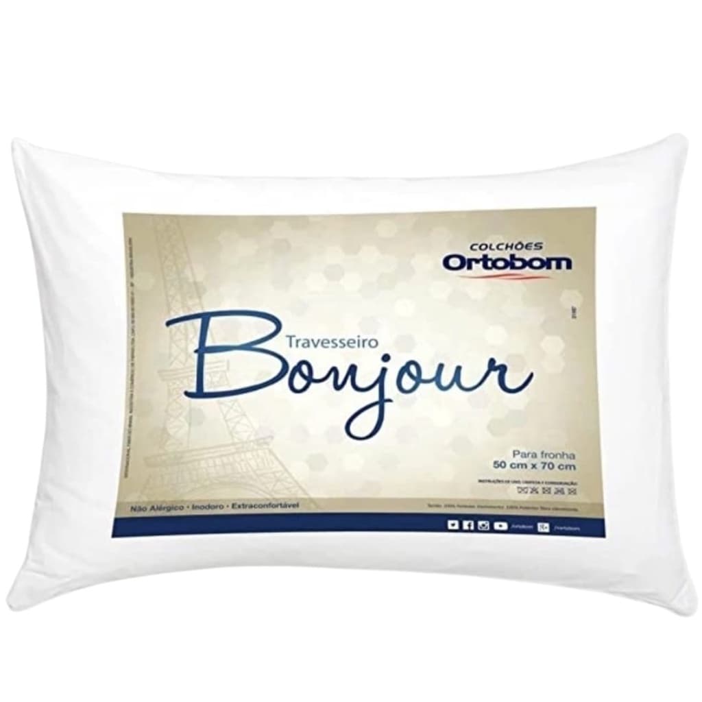 Travesseiro Ortobom Bonjour 50 x 70cm Super Macio