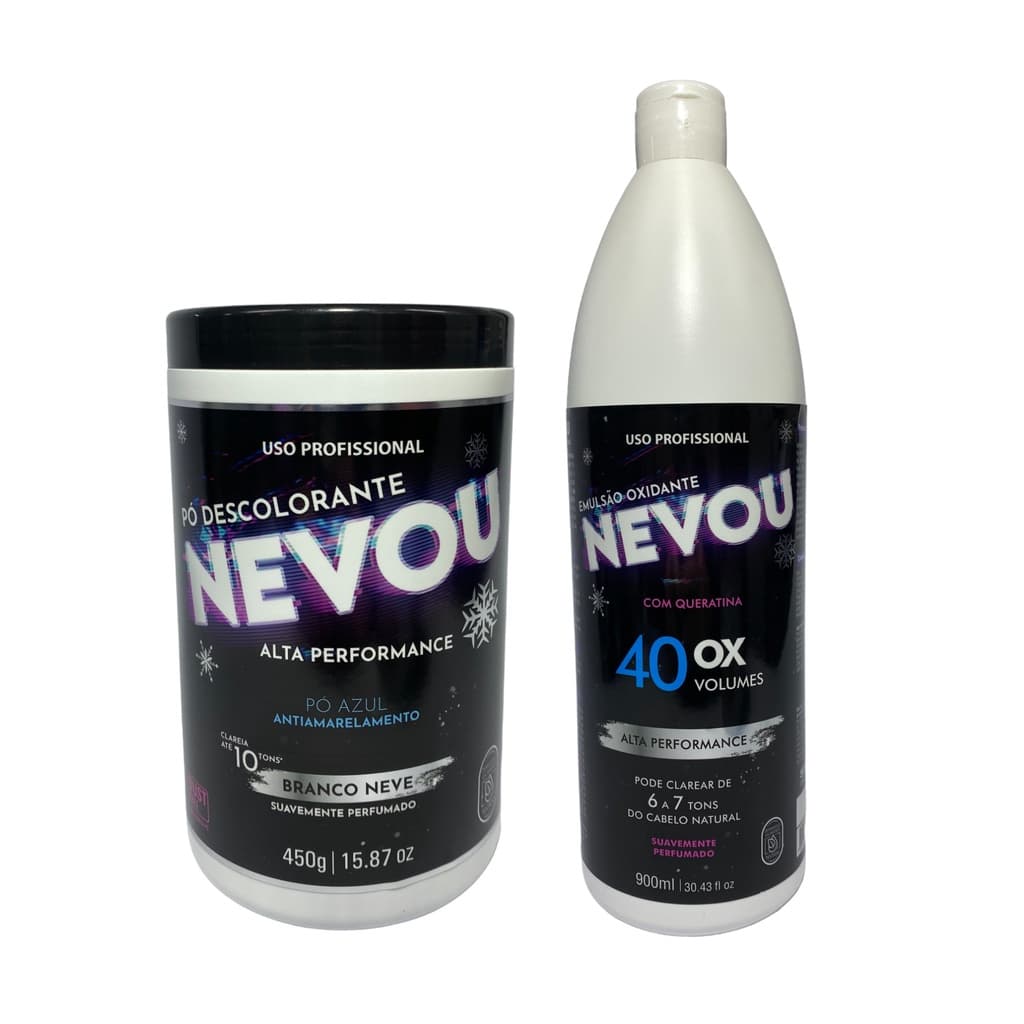 Pó Descolorante Nevou 450g e OX 40 Volumes Nevou 900ml