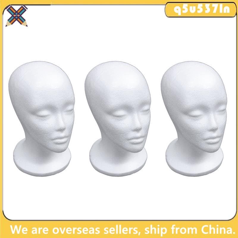 3X Cabeça De Manequim De Espuma Fêmea Modelo Peruca De Chapéu Stand Rack Branco
