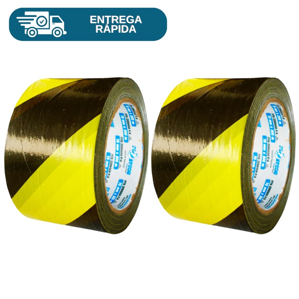 Kit 2 Fita Zebrada Amarela e Preta Para Isolamento 70mm X 150 Metros Sinalização