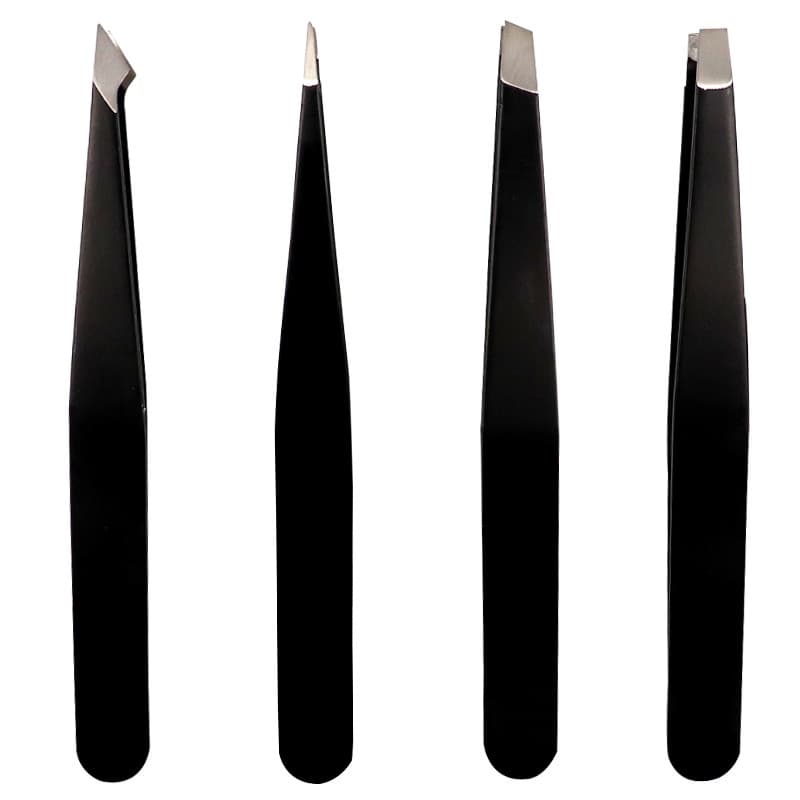 Pinça De Sobrancelha Aço Inoxidável Preta Kit Conjunto Com 4 ou Unitário