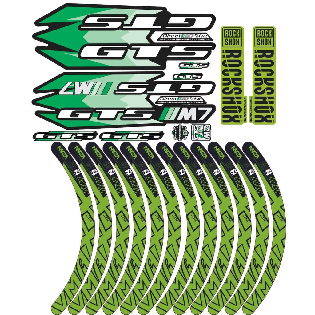 KIT Adesivo GTS M7 Verde e Branco + Adesivo Vmaxx + Garfo