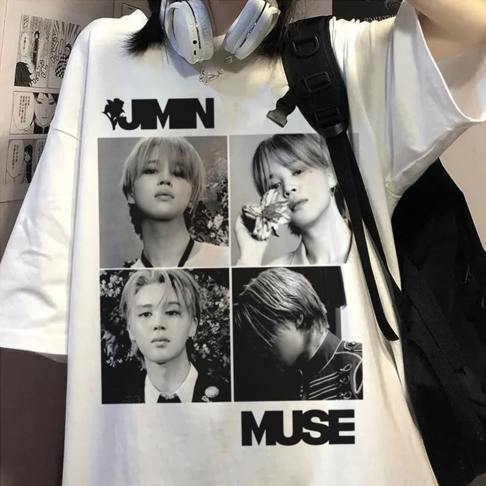 Camiseta Branca Bts Jimin Park Ji-min Kpop Muse
