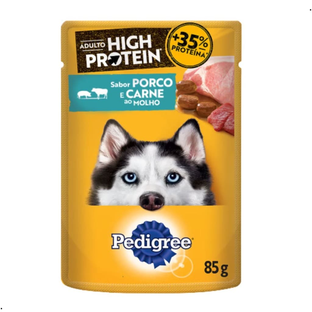 Alimento Úmido Pedigree HP Adulto Porco Carne 20 Sachê 85g