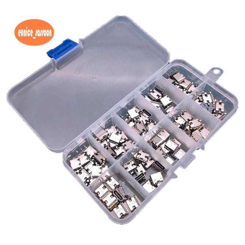100 Pçs/Lote 10 Modelos Tipo-C Conectores De Doca De Carregamento USB Mix 6Pin E 16Pin Uso Para Telefone Kits De Reparo