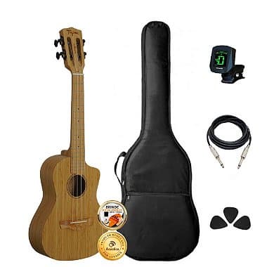 Kit Ukulele Concert Tagima Elétrico Laki Em Bambu Completo