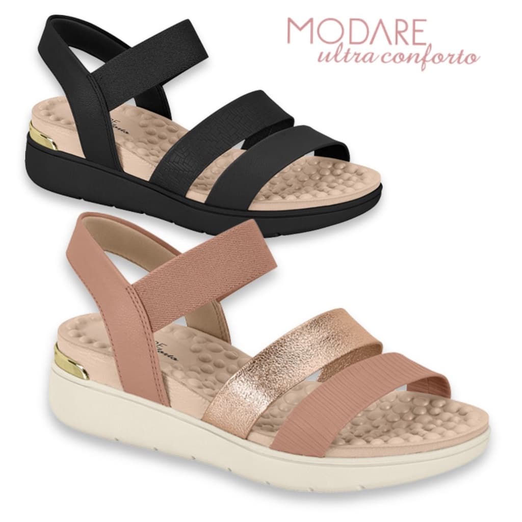 Sandalia Modare Papete Original Elástico Gold Esporao Fascite Plantar Anatomica Anabela Slide Tamanco Ortopedicoa