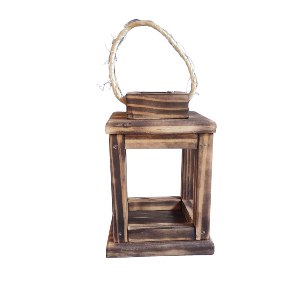 Kit 4 Luminária Marroquina De Madeira Com Vela Led Decoração