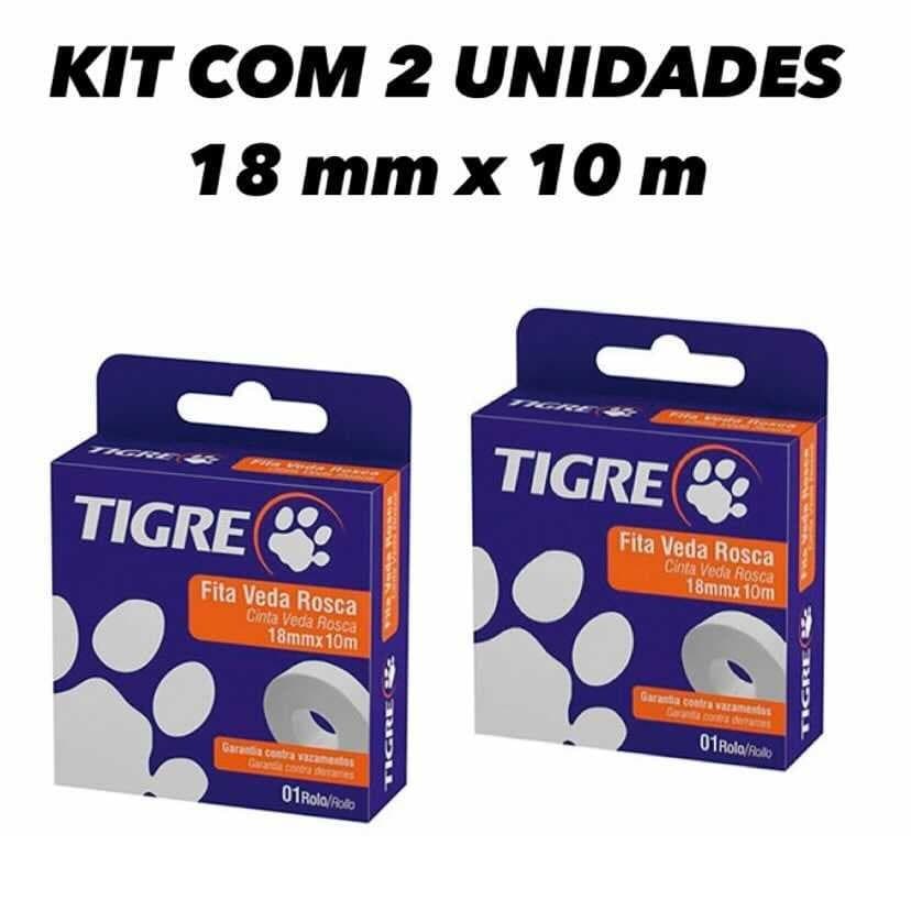 Fita Veda Rosca Tigre 18mm X 10m - 2 Unidades