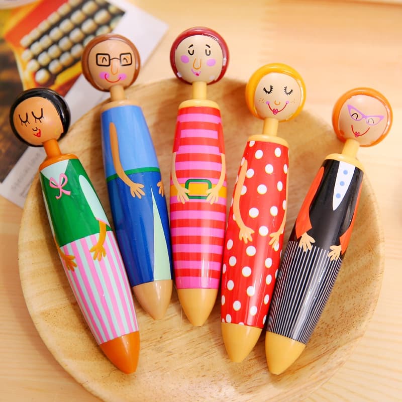 Caneta esferográfica de imprensa de desenhos animados Caneta esferográfica Doll Villain Caneta esferográfica criativa para estudantes