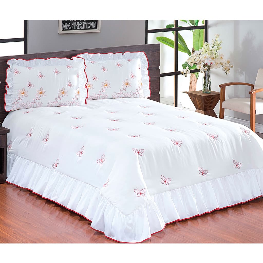 Colcha Cobre Leito Casal Queen Tam. 2,60m x 2,60m 03 Peças
