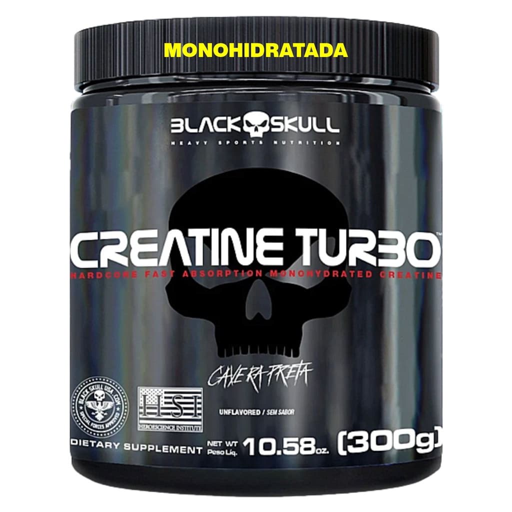 Creatina Turbo Black Skull 300g Creatina Monohidratada A Creatina Mais Vendida no Brasil