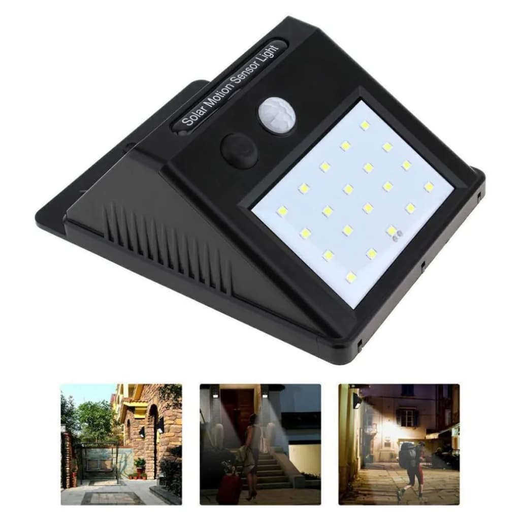 Luminária Solar Parede 30 Leds Sensor Movimento Luz Branca Casa