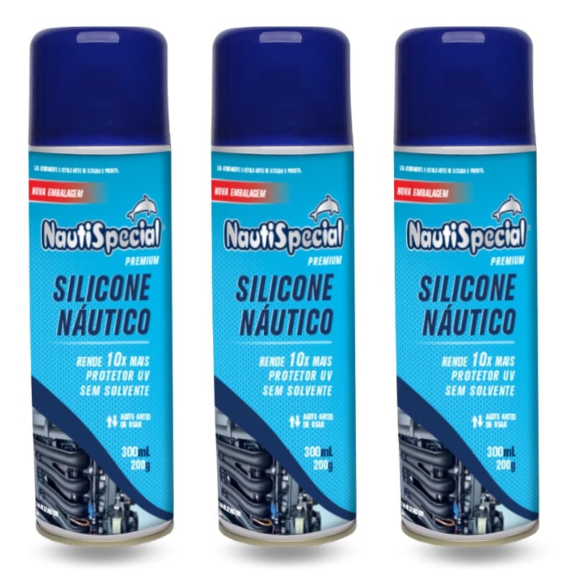 Kit 03 Silicone Nautico Premium Spray Nautispecial 300ml