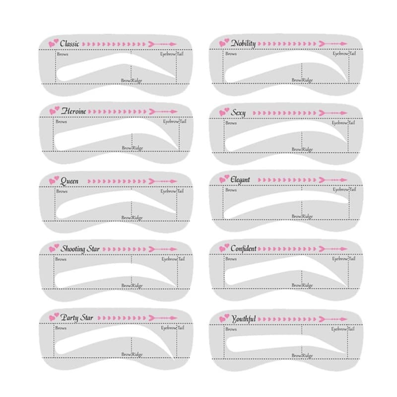 10Pcs Conjunto De Sobrancelhas Reutilizáveis Stencil Guia De Desenho Modelagem Carimbo De Maquiagem