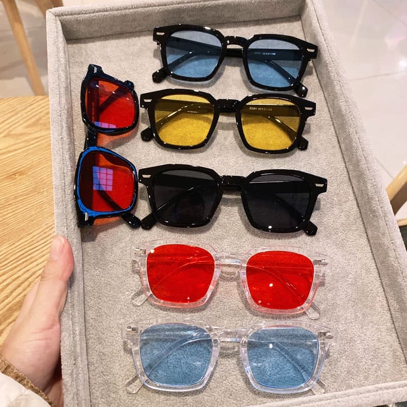 Óculos De Sol De Forma Quadrada , Lentes Coloridas , Casal De Moda , Estilo Coreano , retro Para Mulheres E Homens .